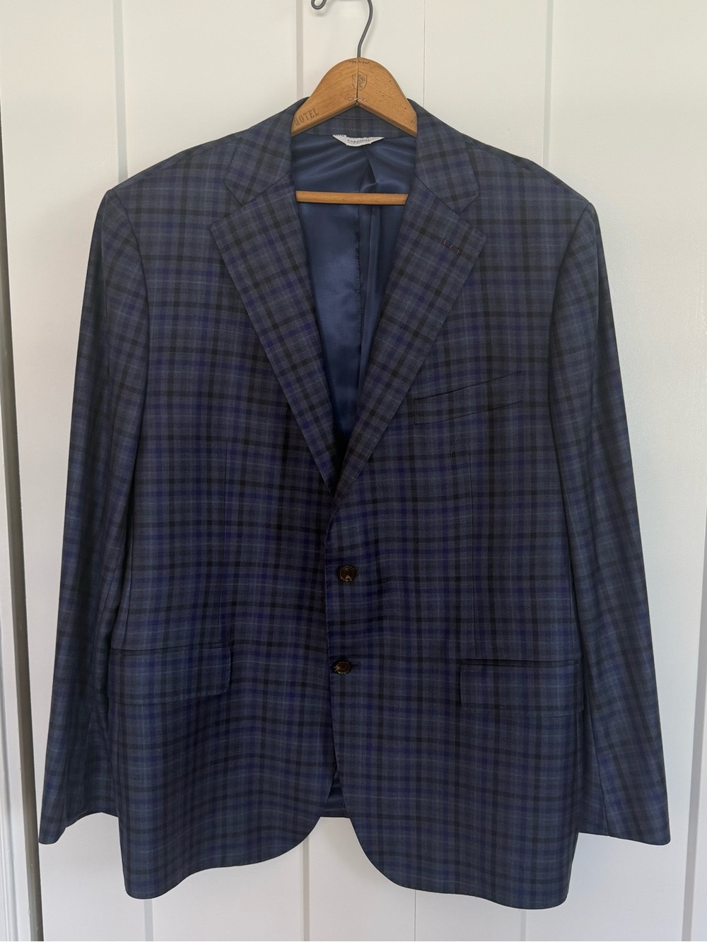 Cardinal of Canada Men’s Wool Sport Coat Size 46R US in Navy Plaid
